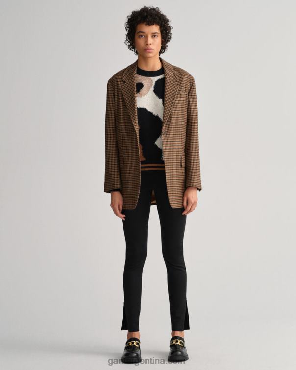 GANT mujer ébano negro leggins de punto con cremallera lateral P0P02739