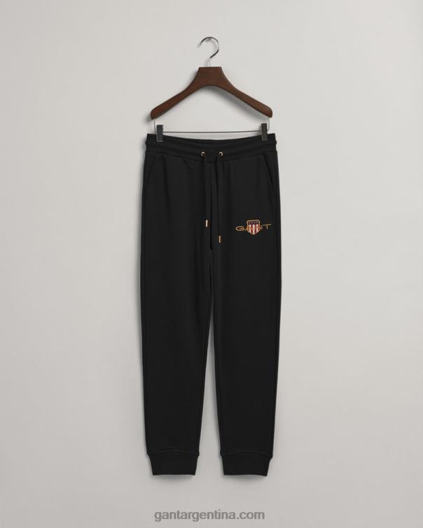 GANT mujer negro pantalones de chándal con escudo de archivo P0P02727