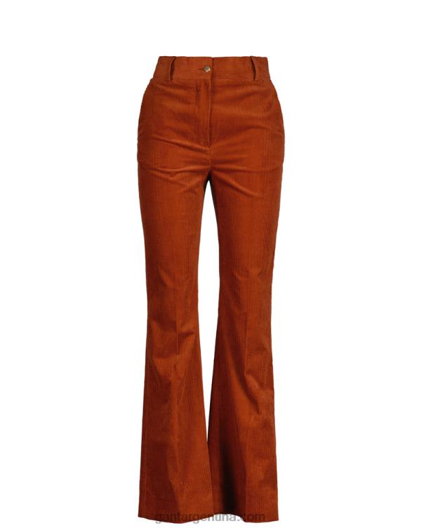 GANT mujer ocre oscuro pantalones acampanados de pana con tiro alto P0P02738