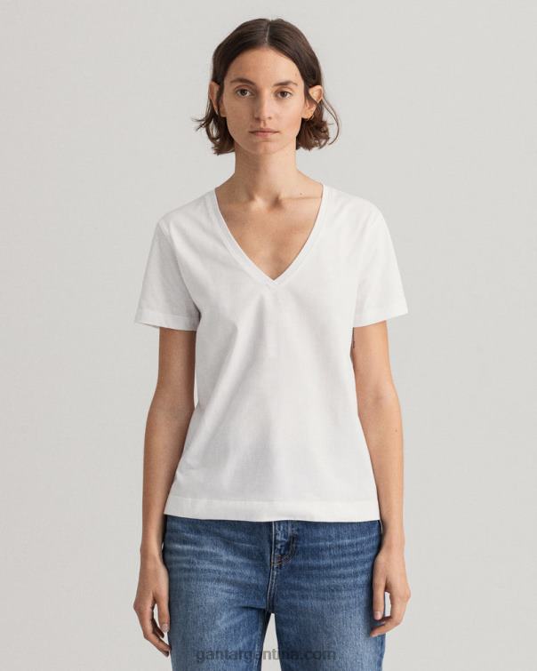 GANT mujer blanco camiseta original con cuello en v P0P02614