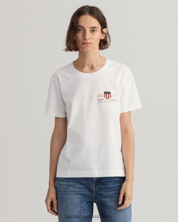 GANT mujer blanco playera con escudo de archivo P0P02618