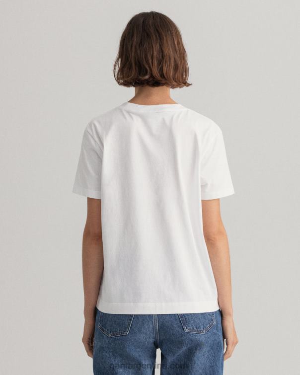 GANT mujer blanco playera con escudo de archivo P0P02618