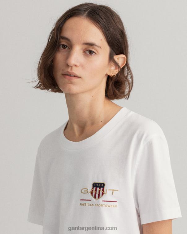 GANT mujer blanco playera con escudo de archivo P0P02618