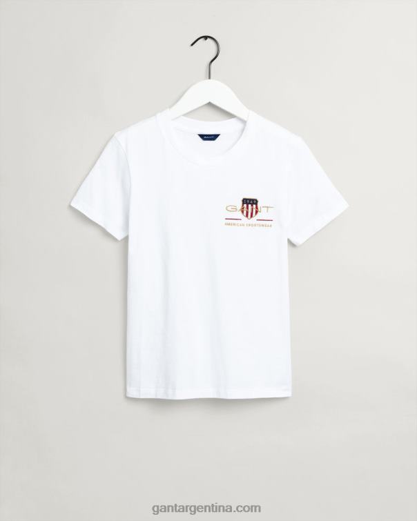 GANT mujer blanco playera con escudo de archivo P0P02618