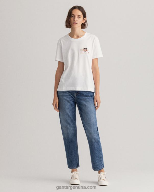 GANT mujer blanco playera con escudo de archivo P0P02618