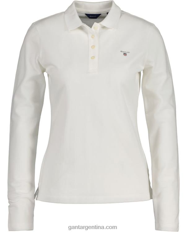 GANT mujer blanco polo de piqué de manga larga original P0P02630