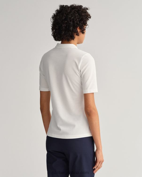 GANT mujer blanco polo de piqué de manga larga y corta original P0P02622