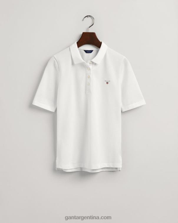 GANT mujer blanco polo de piqué de manga larga y corta original P0P02622