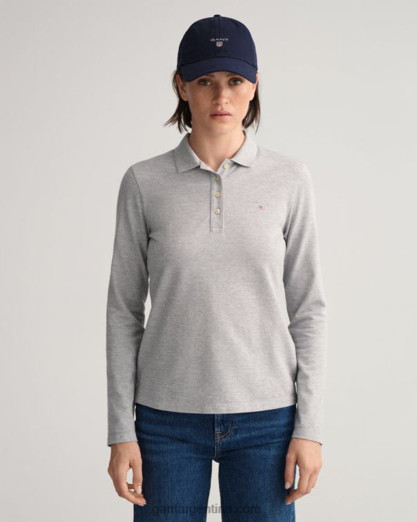 GANT mujer mezcla de grises polo de piqué de manga larga original P0P02631