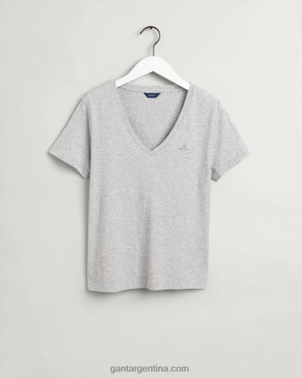 GANT mujer mezcla gris claro camiseta original con cuello en v P0P02619