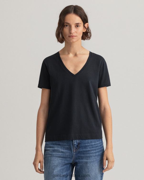 GANT mujer negro camiseta original con cuello en v P0P02623