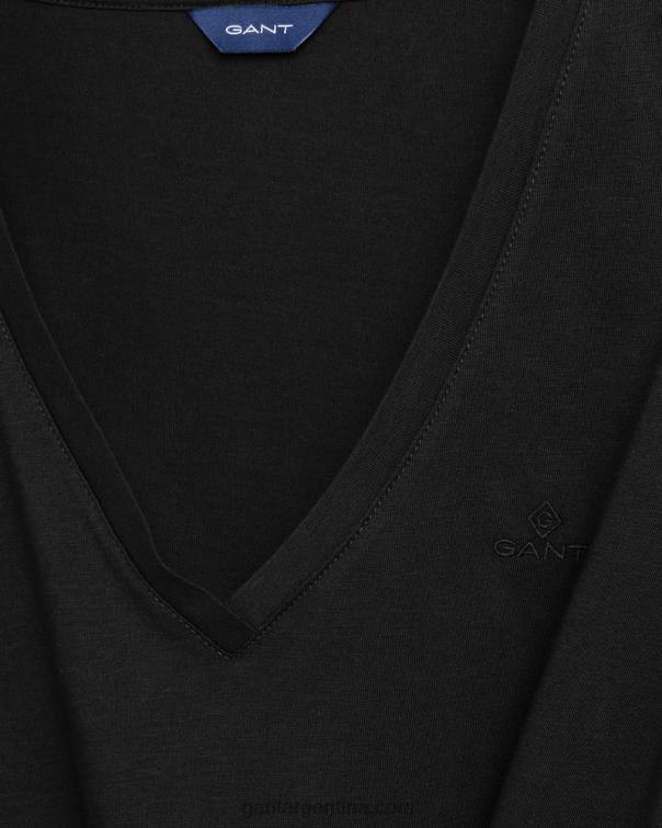 GANT mujer negro camiseta original con cuello en v P0P02623