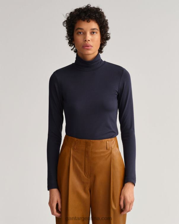 GANT mujer noche azul jersey de cuello alto de manga larga P0P02637