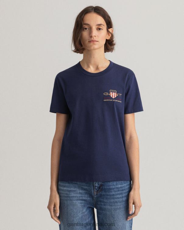 GANT mujer noche azul playera con escudo de archivo P0P02612