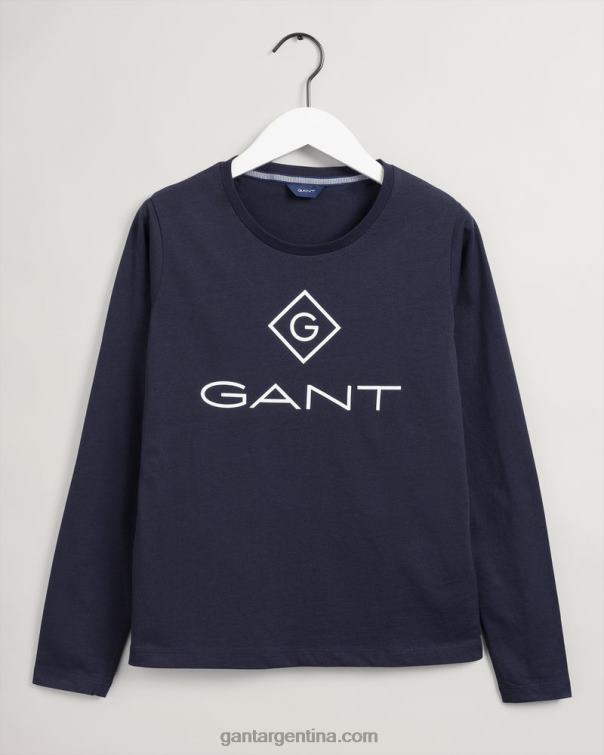 GANT mujer noche azul playera manga larga con logo P0P02641