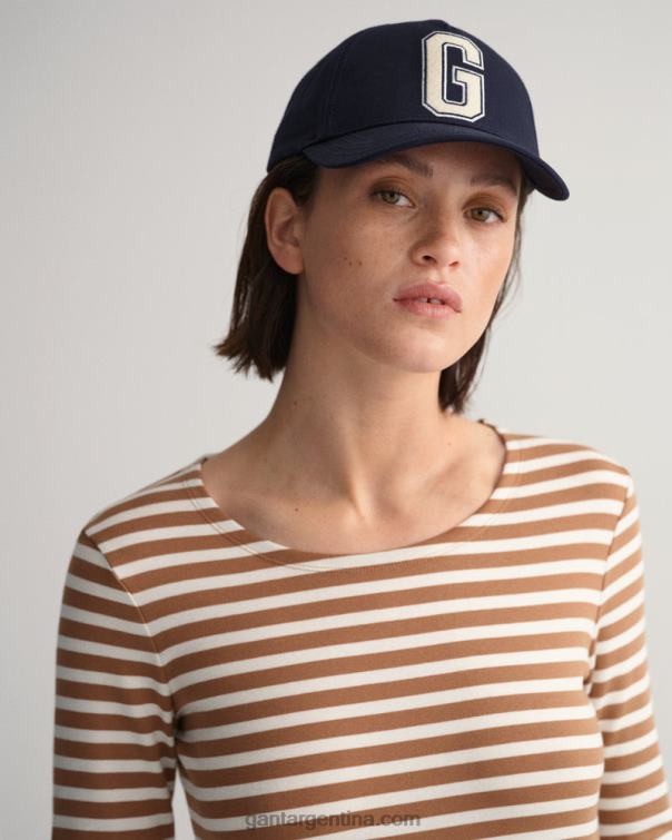 GANT mujer nuez tostada camiseta de canalé de manga larga a rayas P0P02600