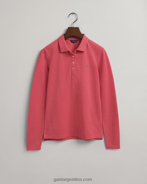 GANT mujer éxtasis rosa polo de piqué de manga larga original P0P02626