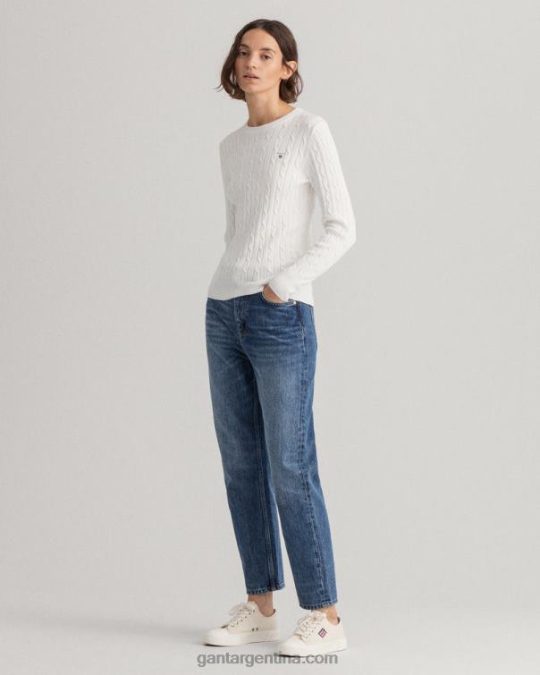 GANT mujer cáscara de huevo jersey de ochos de algodón elástico con cuello redondo P0P02699