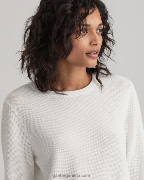 GANT mujer cáscara de huevo jersey de piqué de algodón con cuello redondo P0P02692