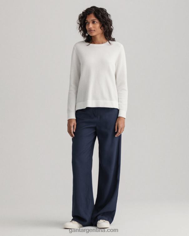 GANT mujer cáscara de huevo jersey de piqué de algodón con cuello redondo P0P02692