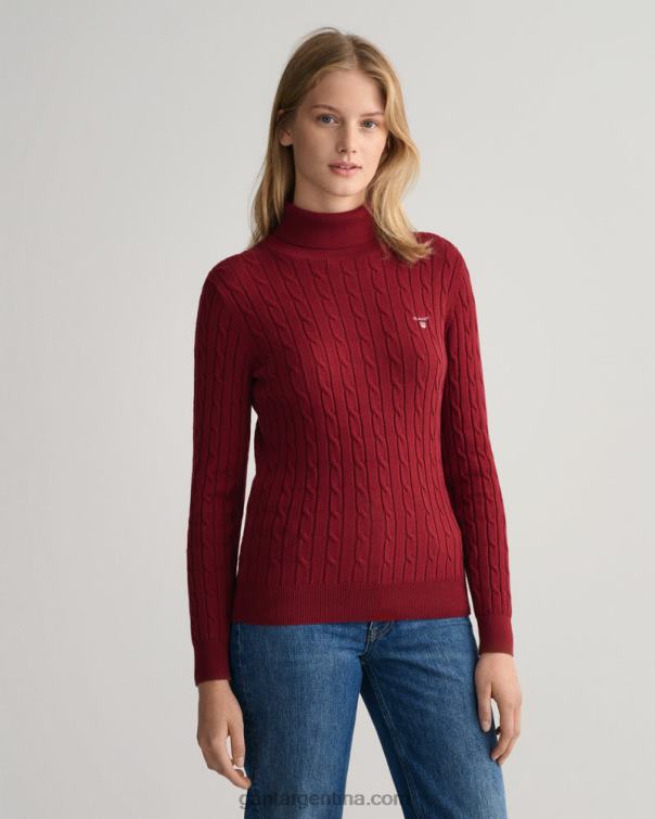 GANT mujer cabernet rojo jersey de ochos de algodón elástico P0P02708