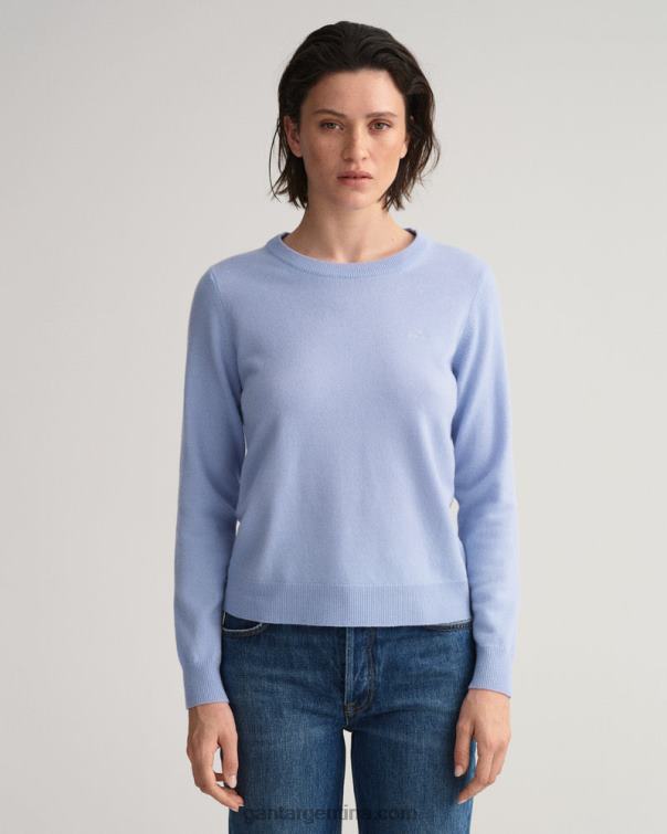 GANT mujer campana azul jersey de lana de cordero superfina con cuello redondo P0P02705