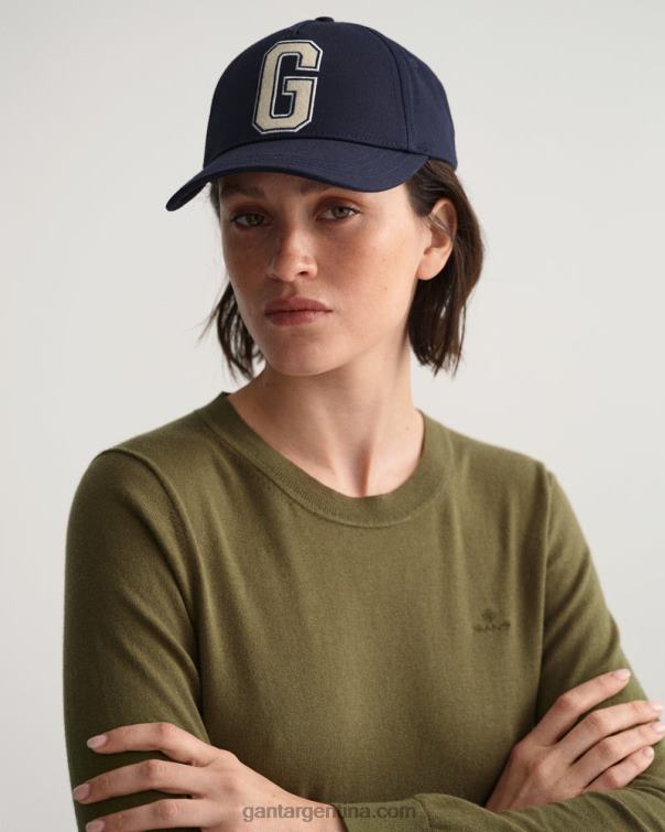 GANT mujer cazador verde jersey de cachemira y algodón con cuello redondo P0P02668