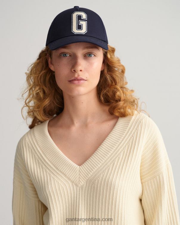 GANT mujer crema jersey de canalé de algodón con cuello de pico P0P02659