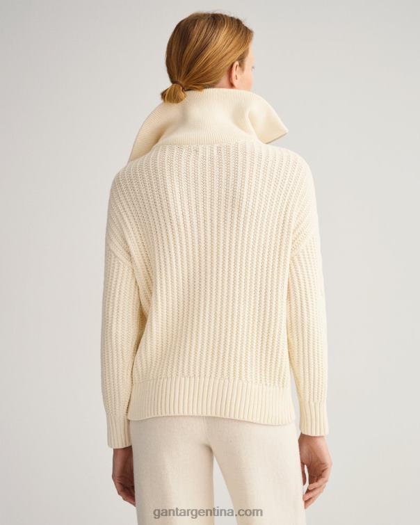 GANT mujer crema jersey de ochos con media cremallera P0P02674