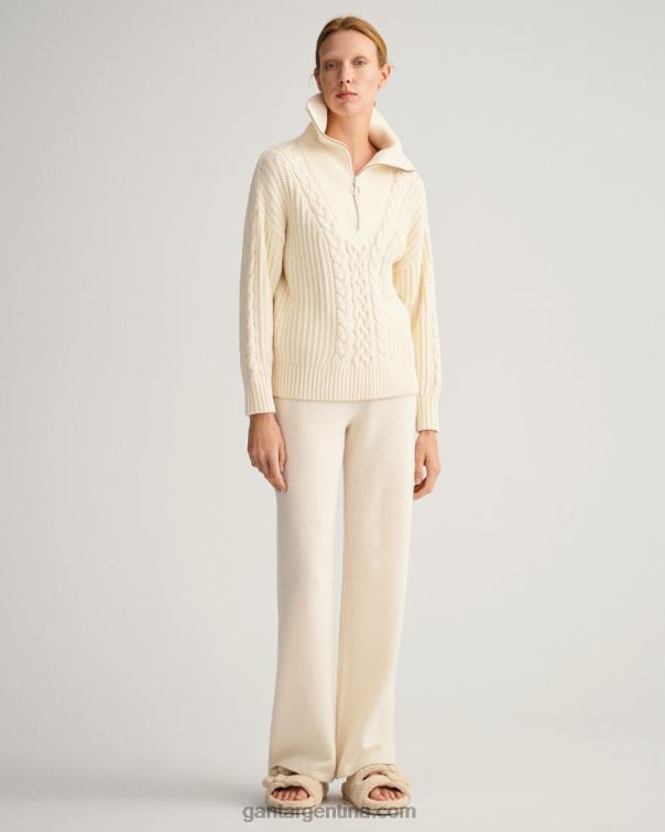 GANT mujer crema jersey de ochos con media cremallera P0P02674