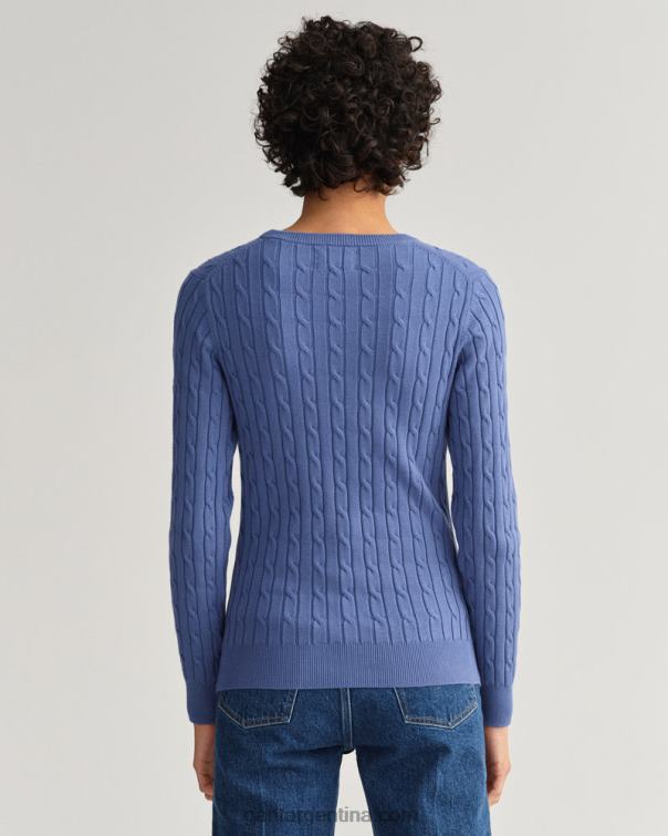 GANT mujer huracán azul jersey de ochos de algodón elástico con cuello redondo P0P02666