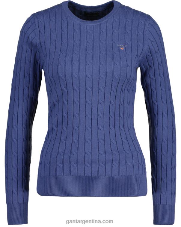 GANT mujer huracán azul jersey de ochos de algodón elástico con cuello redondo P0P02666