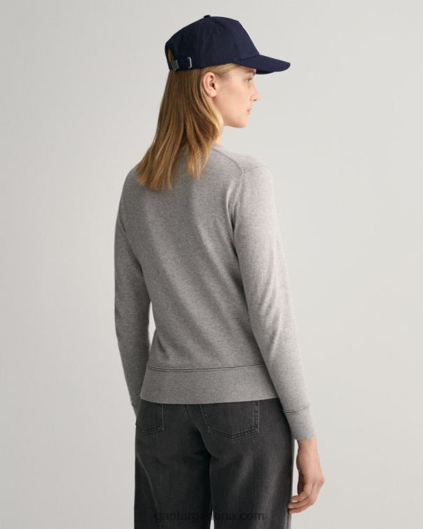 GANT mujer mezcla de grises suéter ligero de algodón con cuello redondo P0P02681