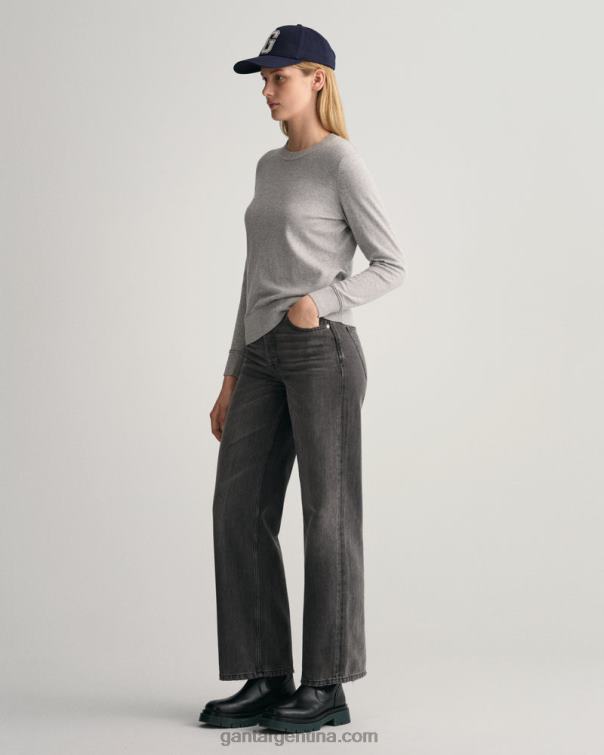 GANT mujer mezcla de grises suéter ligero de algodón con cuello redondo P0P02681