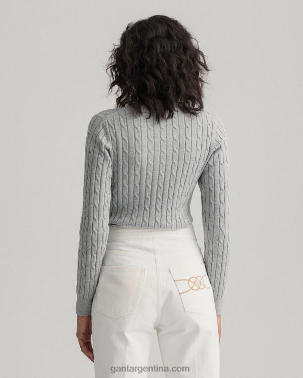 GANT mujer mezcla gris claro jersey de ochos de algodón elástico con cuello redondo P0P02700