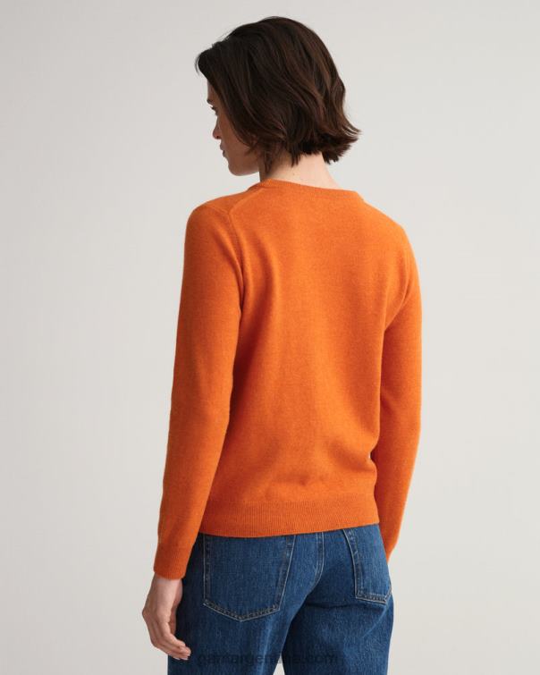 GANT mujer naranja dorado jersey de lana de cordero superfina con cuello redondo P0P02660