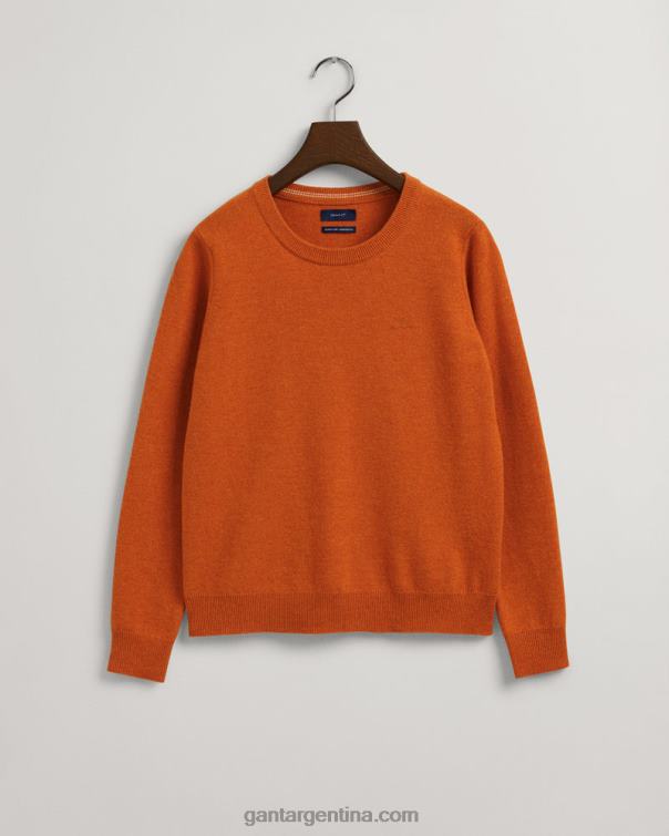 GANT mujer naranja dorado jersey de lana de cordero superfina con cuello redondo P0P02660