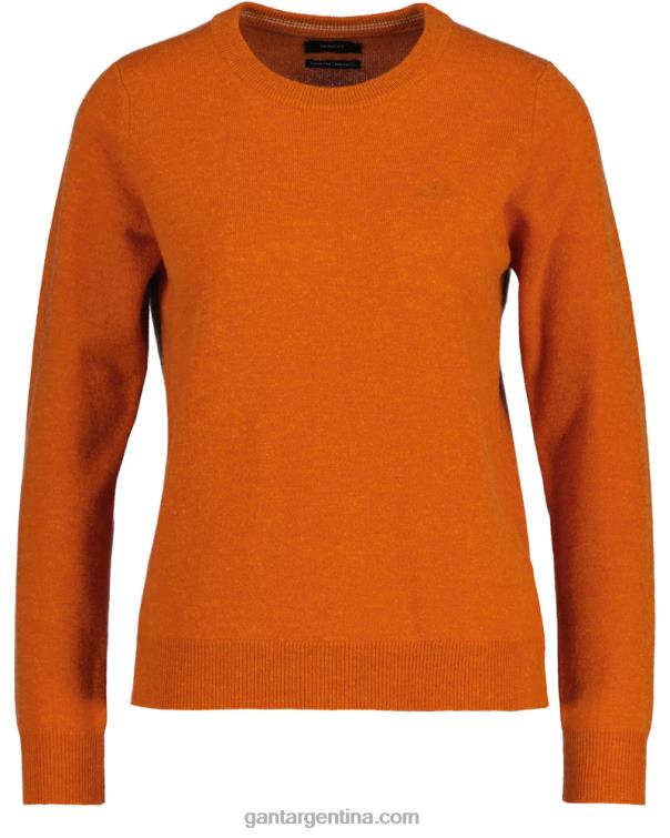 GANT mujer naranja dorado jersey de lana de cordero superfina con cuello redondo P0P02660