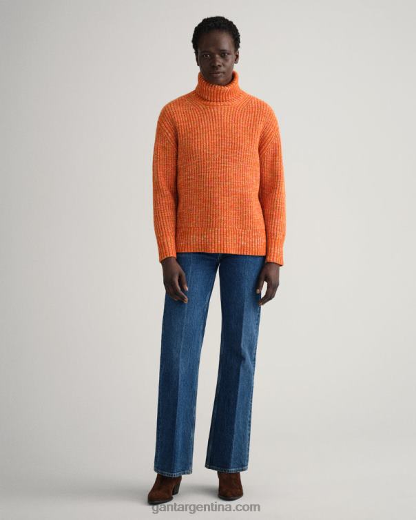 GANT mujer naranja dorado suéter multicolor con cuello vuelto P0P02654