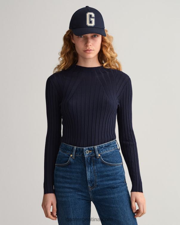 GANT mujer noche azul top tejido de canalé P0P02697