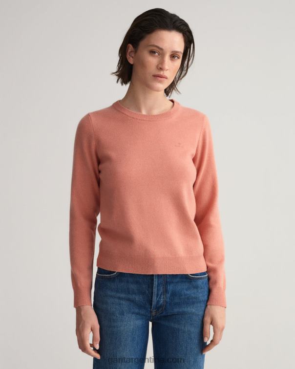 GANT mujer rosa terracota jersey de lana de cordero superfina con cuello redondo P0P02662