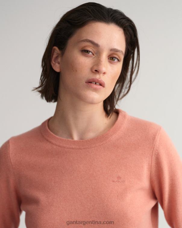 GANT mujer rosa terracota jersey de lana de cordero superfina con cuello redondo P0P02662