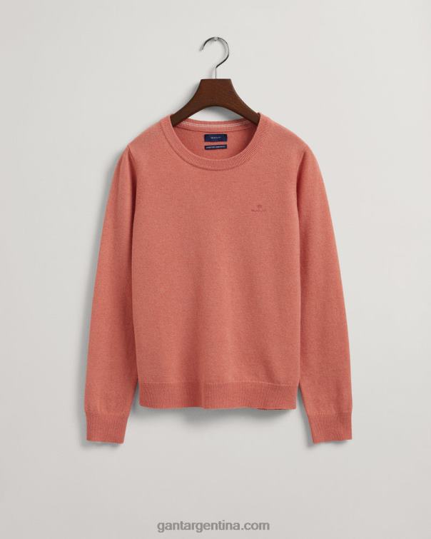 GANT mujer rosa terracota jersey de lana de cordero superfina con cuello redondo P0P02662