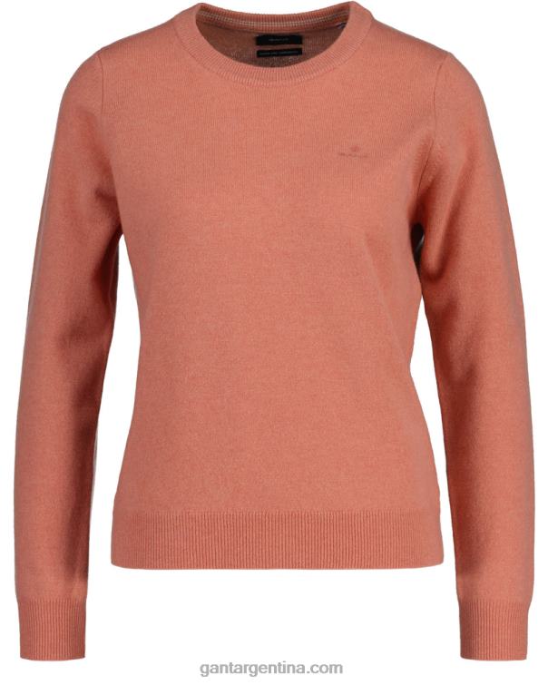 GANT mujer rosa terracota jersey de lana de cordero superfina con cuello redondo P0P02662