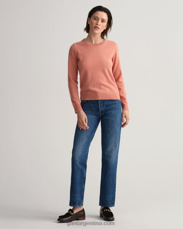 GANT mujer rosa terracota jersey de lana de cordero superfina con cuello redondo P0P02662