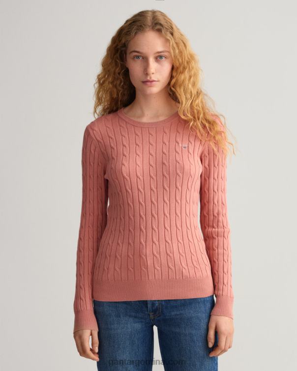 GANT mujer rosa terracota jersey de ochos de algodón elástico con cuello redondo P0P02682