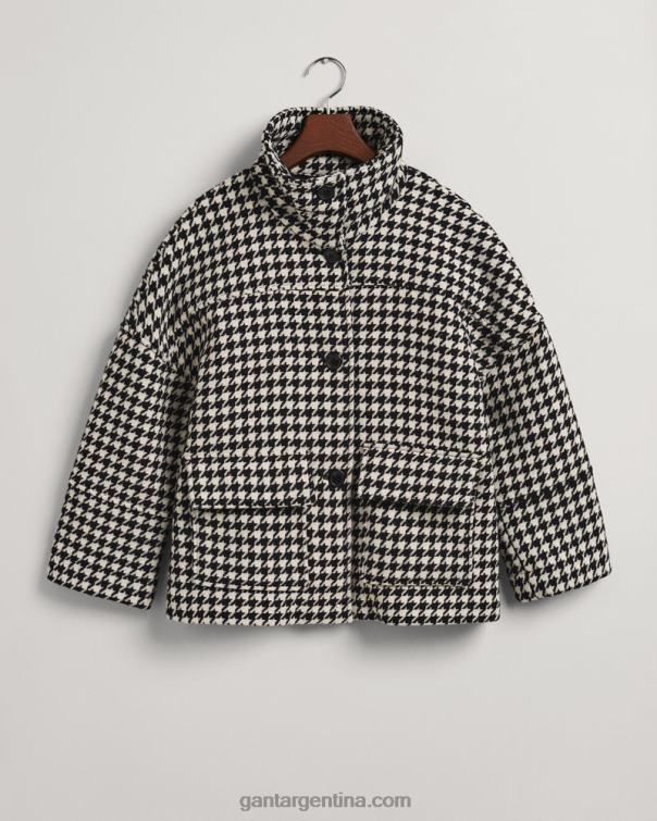 GANT mujer ébano negro chamarra corta con motivo de pata de gallo P0P02751