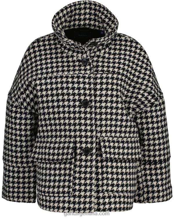 GANT mujer ébano negro chamarra corta con motivo de pata de gallo P0P02751