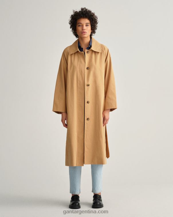 GANT mujer beige caramelo abrigo tres cuartos de mezcla de algodón P0P02753