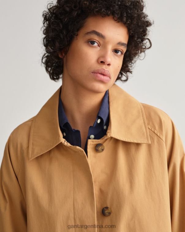 GANT mujer beige caramelo abrigo tres cuartos de mezcla de algodón P0P02753